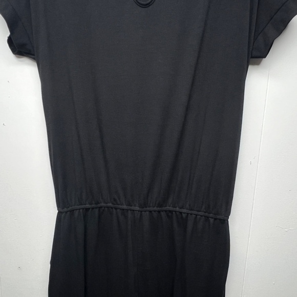 Anrabess Women's Short Sleeve Black Romper Size Large Side Pockets Stretch - Picture 9 of 13